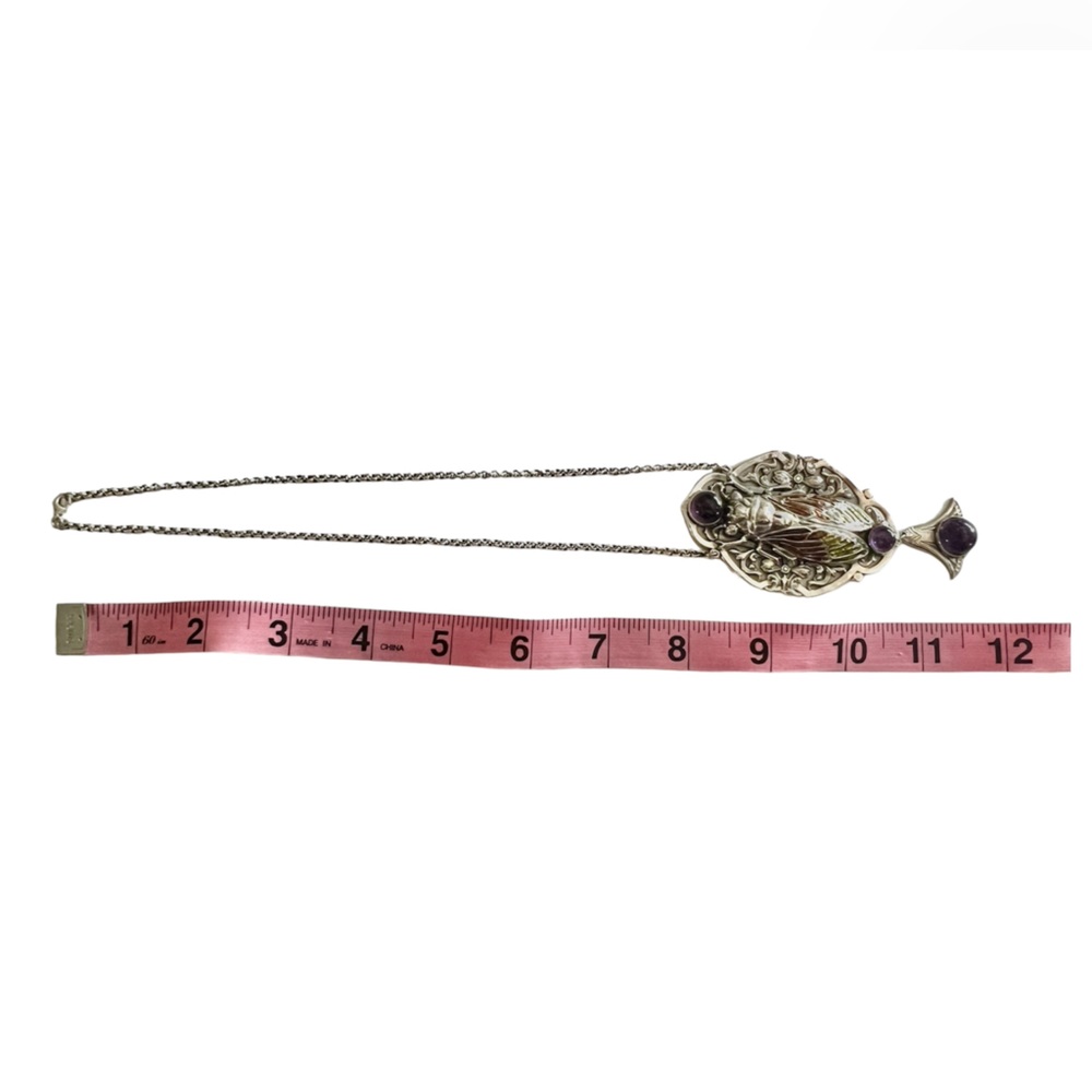 Sterling Silver Art Nouveau Cicada necklace - Picture 11 of 13